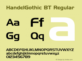 HandelGothic BT Regular mfgpctt-v1.52 Monday, January 25, 1993 2:33:43 pm (EST) Font Sample