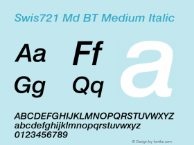 Swis721 Md BT Medium Italic Version 1.01 emb4-OT图片样张