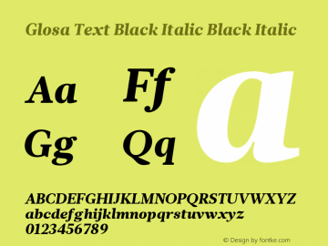 Glosa Text Black Italic Black Italic Version 1.0图片样张