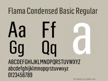 Flama Condensed Basic Regular Version 1.000 Font Sample