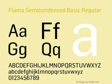 Flama Semicondensed Basic Regular Version 1.000 Font Sample