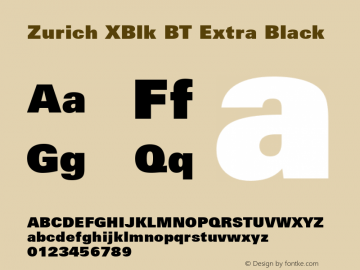 Zurich XBlk BT Extra Black mfgpctt-v1.53 Monday, February 1, 1993 2:28:06 pm (EST)图片样张