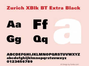 Zurich XBlk BT Extra Black mfgpctt-v1.53 Monday, February 1, 1993 2:28:06 pm (EST)图片样张
