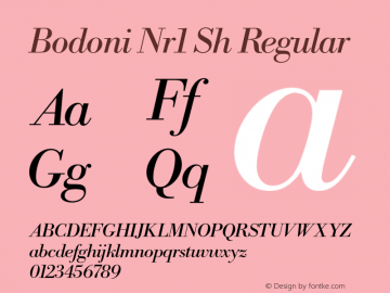 Bodoni Nr1 Sh Regular 1.002 Font Sample