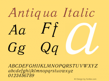 Antiqua Italic Converted from t:\ANT46___.TF1 by ALLTYPE Font Sample