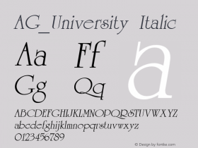 AG_University Italic 001.000 Font Sample