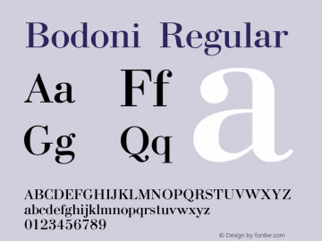 Bodoni Regular Converted from t:\TBN.TF1 by ALLTYPE Font Sample