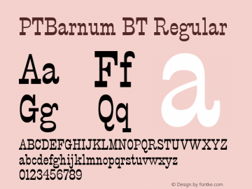 PTBarnum BT Regular mfgpctt-v1.52 Wednesday, January 27, 1993 9:39:02 am (EST)图片样张