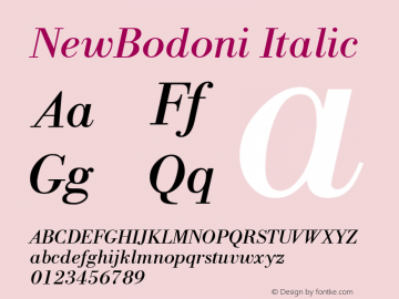 NewBodoni Italic 1.0 Thu Jul 07 10:48:14 1994图片样张