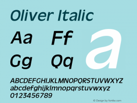 Oliver Italic 1.0 Thu May 29 07:32:06 1980 Font Sample