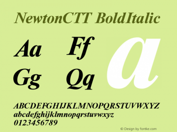 NewtonCTT BoldItalic TrueType Maker version 1.10.00 Font Sample