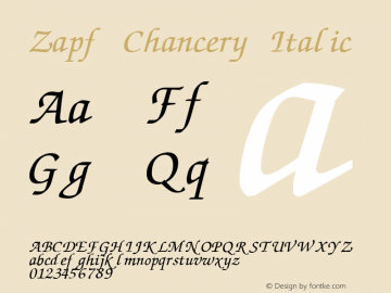 Zapf Chancery Italic 001.007 Font Sample
