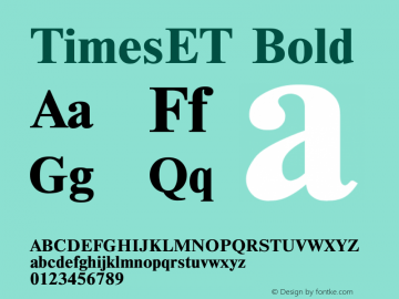 TimesET Bold Converted from t:\TIMETB.BF1 by ALLTYPE图片样张