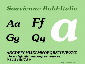Souvienne Bold-Italic 001.000 Font Sample