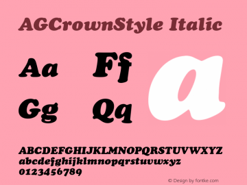 AGCrownStyle Italic 1.0 Tue Jul 28 10:49:02 1992 Font Sample