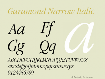 Garamond Narrow Italic 001.022图片样张