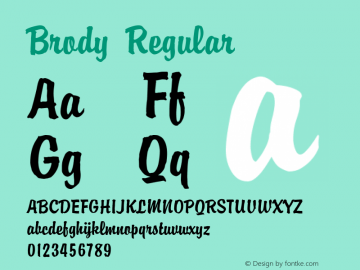 Brody Regular Unknown Font Sample