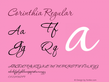 Corinthia Regular Version 1.000 2005 initial release Font Sample