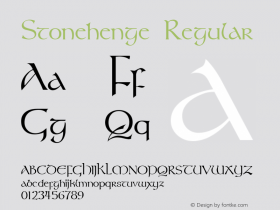 Stonehenge Regular Altsys Fontographer 3.5  7/15/93 Font Sample