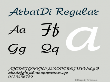 ArbatDi Regular v30.01.97 Font Sample