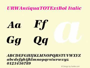 URWAntiquaTOTExtBol Italic Version 1.000;PS 1.05;Core 1.0.35图片样张