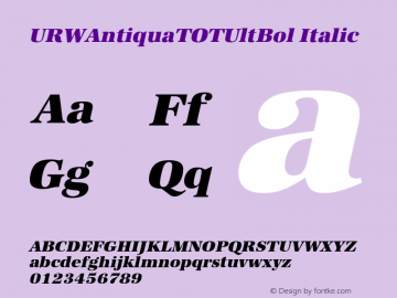 URWAntiquaTOTUltBol Italic Version 1.000;PS 1.05;Core 1.0.35图片样张