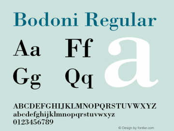 Bodoni Regular OTF 1.0;PS 001.003;Core 1.0.22图片样张