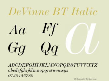 DeVinne BT Italic Version 1.01 emb4-OT图片样张
