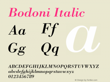 Bodoni Italic OTF 1.0;PS 001.003;Core 1.0.22图片样张