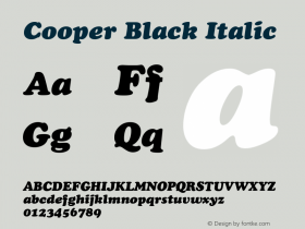 Cooper Black Italic 19: 10370: 1999 Font Sample