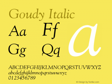 Goudy Italic 19: 12543: 1999图片样张