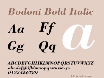 Bodoni Bold Italic 19: 12586: 1999 Font Sample