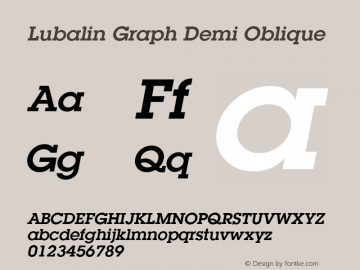 Lubalin Graph Demi Oblique 19: 12625: 1999 Font Sample