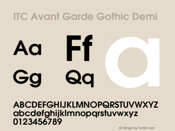 ITC Avant Garde Gothic Demi 19: 11058: 1998图片样张
