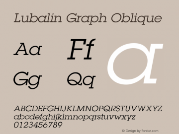 Lubalin Graph Oblique 19: 12623: 1999 Font Sample