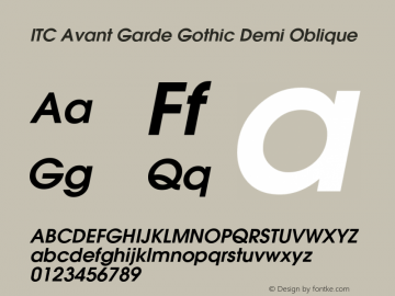 ITC Avant Garde Gothic Demi Oblique 19: 11673: 1998图片样张