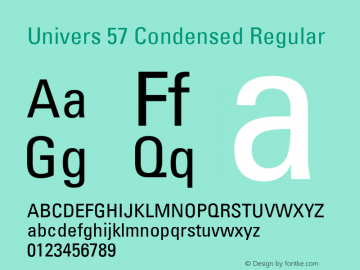 Univers 57 Condensed Regular 19: 14029: 1999 Font Sample