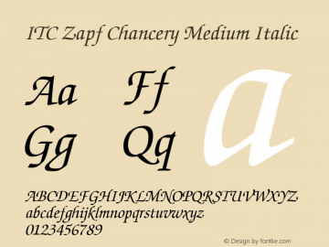 ITC Zapf Chancery Medium Italic 19: 13775: 1998 Font Sample