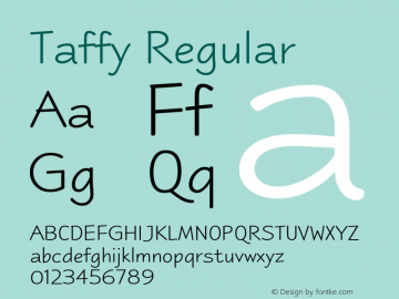 Taffy Regular 19: 14507: 1999 Font Sample