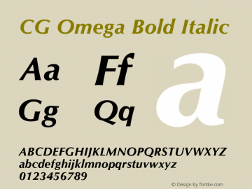 CG Omega Bold Italic 19: 92511: 1998图片样张
