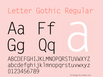Letter Gothic Regular 19: 93777: 1998图片样张