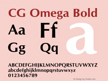CG Omega Bold 19: 92510: 1998 Font Sample