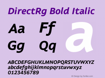 DirectRg Bold Italic Version 002.000 Font Sample