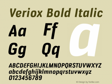 Veriox Bold Italic Version 1.000 Font Sample