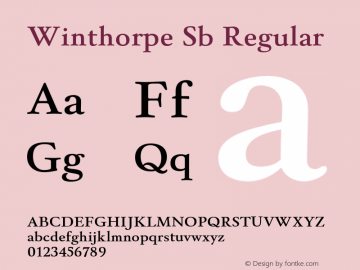 Winthorpe Sb Regular Version 1.000 Font Sample