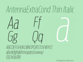 AntennaExtraCond Thin Italic 001.000 Font Sample