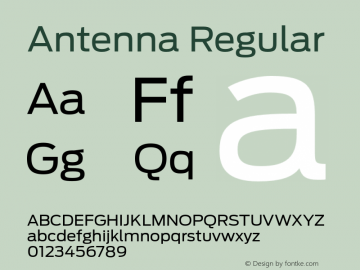 Antenna Regular Version 1.001 2003 Font Sample