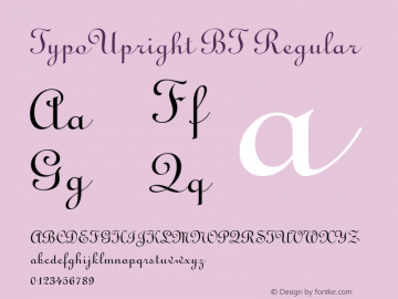 TypoUpright BT Regular Version 1.01 emb4-OT Font Sample