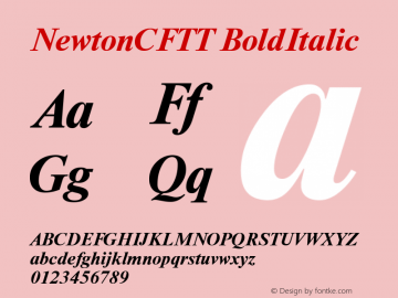 NewtonCFTT BoldItalic TrueType Maker version 3.00.00 Font Sample