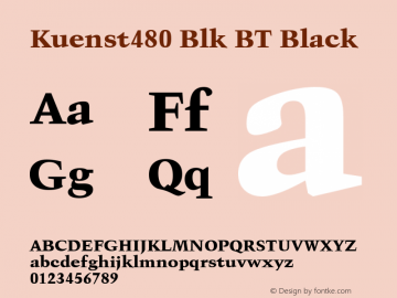 Kuenst480 Blk BT Black Version 1.01 emb4-OT Font Sample